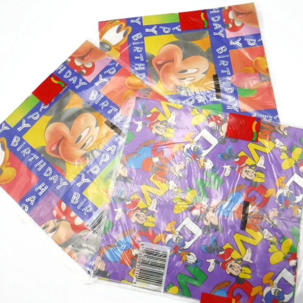 Vintage Disney Gift Wrap 3-Pack Mickey Donald Goofy Birthday CLEO